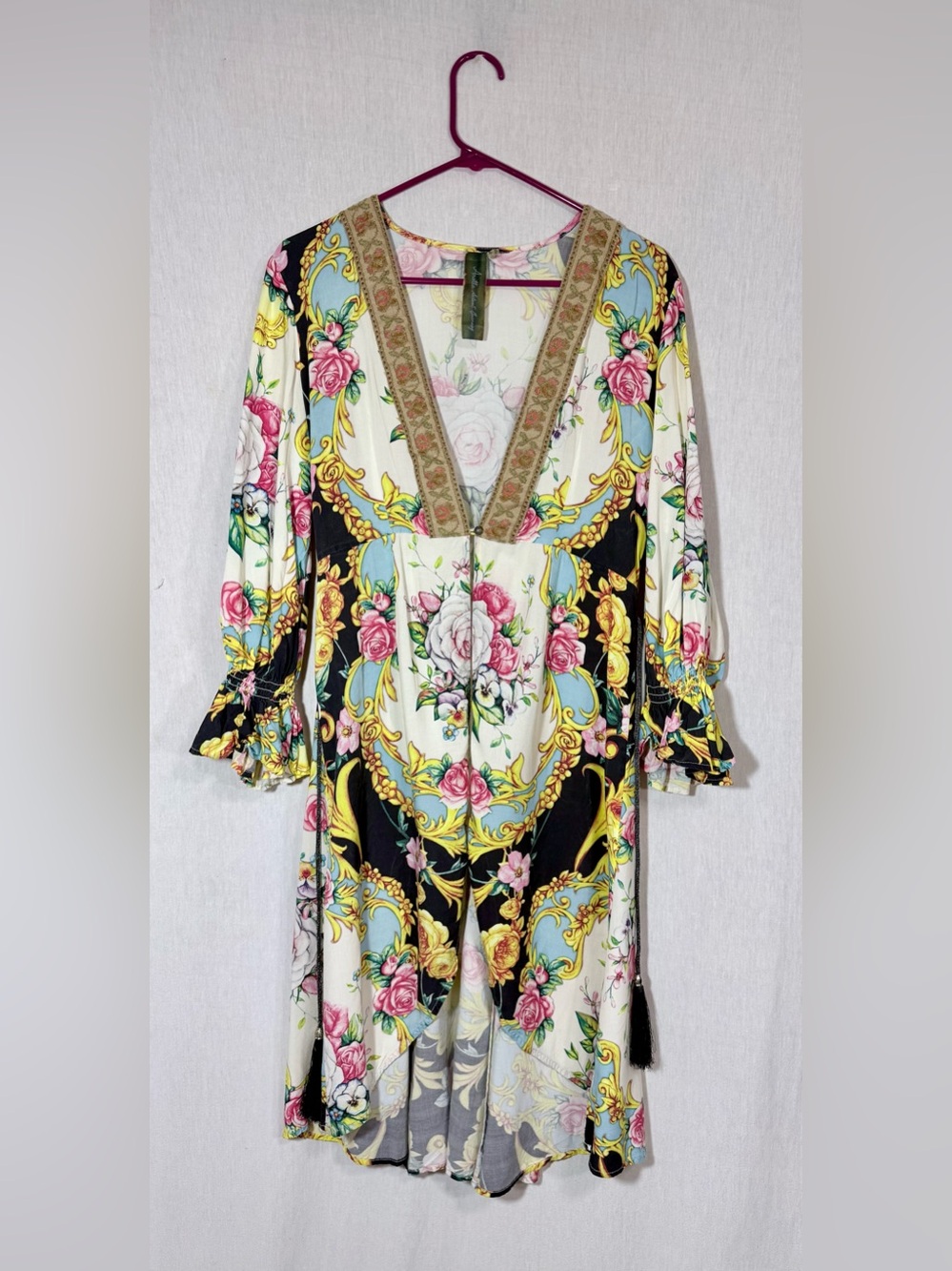 Aratta Silent Journey size S Floral Boho V-Neck Tunic Dress - Multi